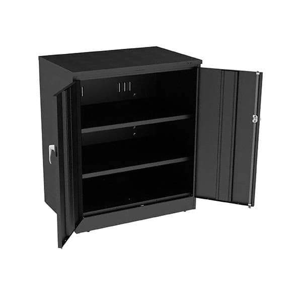 Tennsco - 3 Shelf Locking Storage Cabinet - Steel, 36" Wide x 24" Deep x 42" High, Black - USA Tool & Supply