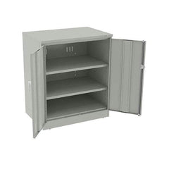 Tennsco - 3 Shelf Locking Storage Cabinet - Steel, 36" Wide x 24" Deep x 42" High, Light Gray - USA Tool & Supply