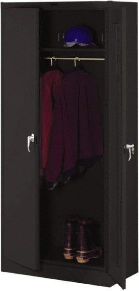 Tennsco - 2 Shelf Wardrobe Storage Cabinet - Steel, 36" Wide x 18" Deep x 78" High, Black - USA Tool & Supply