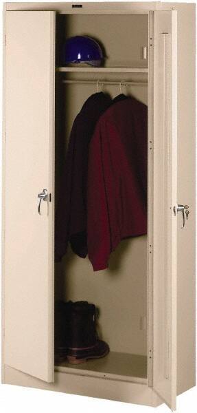 Tennsco - 2 Shelf Wardrobe Storage Cabinet - Steel, 36" Wide x 18" Deep x 78" High, Champagne/Putty - USA Tool & Supply