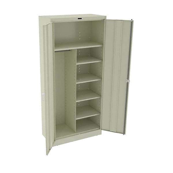 Tennsco - 6 Shelf Combination Storage Cabinet - Steel, 36" Wide x 18" Deep x 78" High, Champagne/Putty - USA Tool & Supply