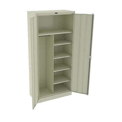 Tennsco - 6 Shelf Combination Storage Cabinet - Steel, 36" Wide x 18" Deep x 78" High, Champagne/Putty - USA Tool & Supply