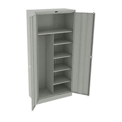 Tennsco - 6 Shelf Combination Storage Cabinet - Steel, 36" Wide x 18" Deep x 78" High, Light Gray - USA Tool & Supply