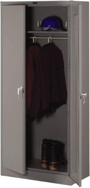 Tennsco - 2 Shelf Wardrobe Storage Cabinet - Steel, 36" Wide x 24" Deep x 78" High, Medium Gray - USA Tool & Supply