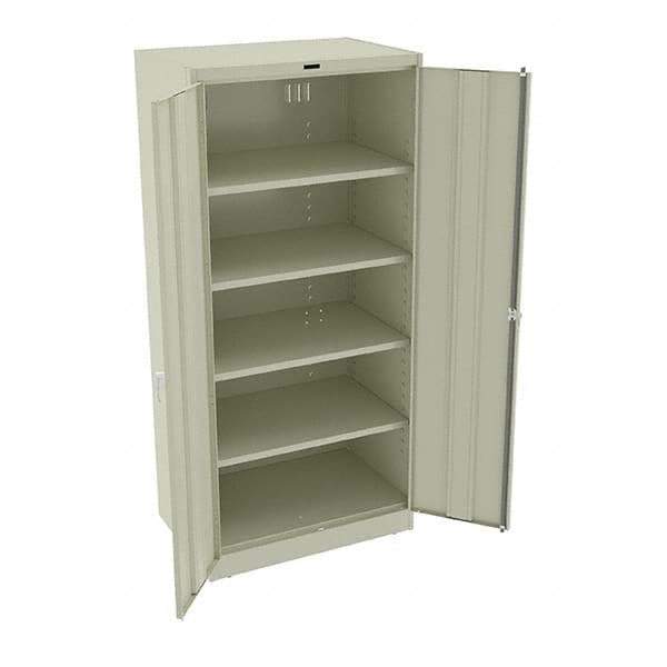 Tennsco - 5 Shelf Locking Storage Cabinet - Steel, 36" Wide x 24" Deep x 78" High, Champagne/Putty - USA Tool & Supply