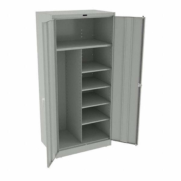 Tennsco - 6 Shelf Combination Storage Cabinet - Steel, 36" Wide x 24" Deep x 78" High, Light Gray - USA Tool & Supply