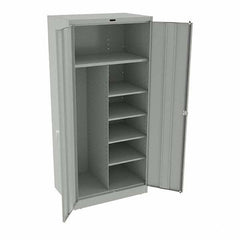 Tennsco - 6 Shelf Combination Storage Cabinet - Steel, 36" Wide x 24" Deep x 78" High, Light Gray - USA Tool & Supply