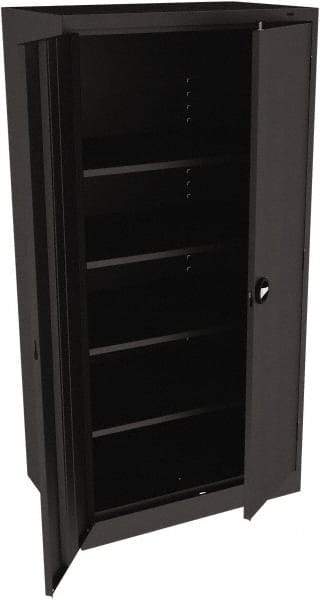 Tennsco - 5 Shelf Locking Storage Cabinet - Steel, 36" Wide x 24" Deep x 72" High, Black - USA Tool & Supply