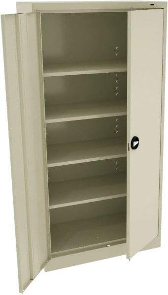 Tennsco - 5 Shelf Locking Storage Cabinet - Steel, 36" Wide x 18" Deep x 72" High, Champagne/Putty - USA Tool & Supply