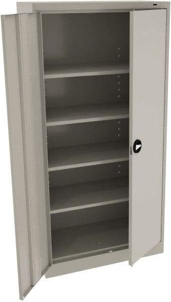 Tennsco - 5 Shelf Locking Storage Cabinet - Steel, 36" Wide x 18" Deep x 72" High, Light Gray - USA Tool & Supply
