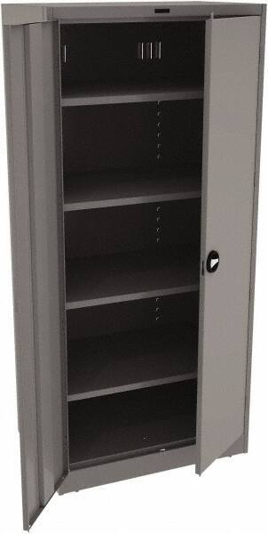 Tennsco - 5 Shelf Locking Storage Cabinet - Steel, 36" Wide x 24" Deep x 78" High, Medium Gray - USA Tool & Supply