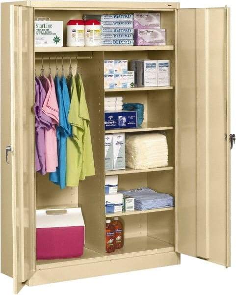 Tennsco - 6 Shelf Combination Storage Cabinet - Steel, 48" Wide x 18" Deep x 78" High, Sand - USA Tool & Supply