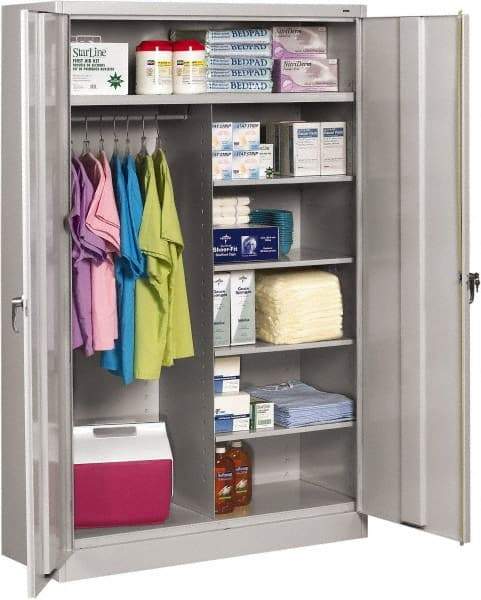 Tennsco - 6 Shelf Locking Storage Cabinet - Steel, 48" Wide x 24" Deep x 78" High, Light Gray - USA Tool & Supply