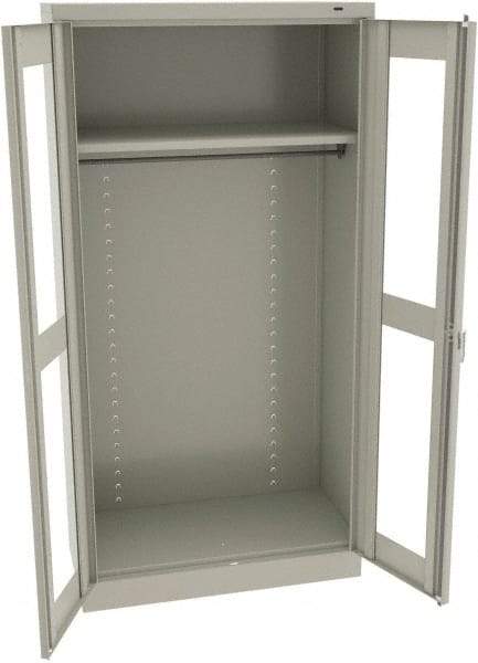 Tennsco - 2 Shelf Wardrobe Storage Cabinet - Steel, 36" Wide x 18" Deep x 72" High, Light Gray - USA Tool & Supply