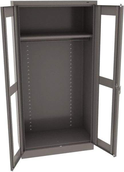 Tennsco - 2 Shelf Wardrobe Storage Cabinet - Steel, 36" Wide x 18" Deep x 72" High, Medium Gray - USA Tool & Supply