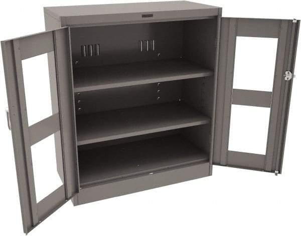 Tennsco - 3 Shelf Visible Storage Cabinet - Steel, 36" Wide x 18" Deep x 42" High, Medium Gray - USA Tool & Supply