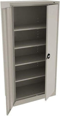 Tennsco - 5 Shelf Locking Storage Cabinet - Steel, 36" Wide x 18" Deep x 78" High, Light Gray - USA Tool & Supply