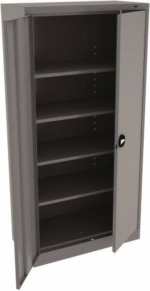 Tennsco - 5 Shelf Locking Storage Cabinet - Steel, 36" Wide x 18" Deep x 78" High, Medium Gray - USA Tool & Supply