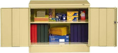 Tennsco - 2 Shelf Locking Storage Cabinet - Steel, 36" Wide x 18" Deep x 30" High, Sand - USA Tool & Supply