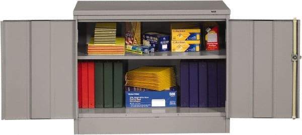 Tennsco - 2 Shelf Locking Storage Cabinet - Steel, 36" Wide x 18" Deep x 30" High, Medium Gray - USA Tool & Supply
