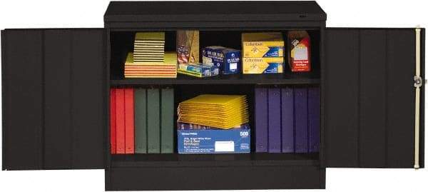 Tennsco - 3 Shelf Locking Storage Cabinet - Steel, 36" Wide x 18" Deep x 42" High, Black - USA Tool & Supply