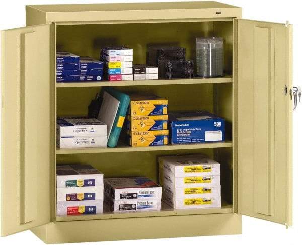 Tennsco - 3 Shelf Locking Storage Cabinet - Steel, 36" Wide x 18" Deep x 42" High, Sand - USA Tool & Supply