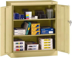 Tennsco - 3 Shelf Locking Storage Cabinet - Steel, 36" Wide x 18" Deep x 42" High, Sand - USA Tool & Supply