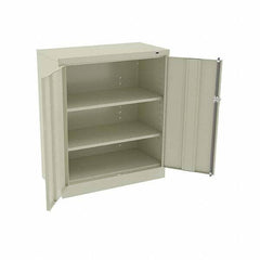 Tennsco - 3 Shelf Locking Storage Cabinet - Steel, 36" Wide x 18" Deep x 42" High, Champagne/Putty - USA Tool & Supply