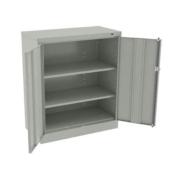 Tennsco - 3 Shelf Locking Storage Cabinet - Steel, 36" Wide x 18" Deep x 42" High, Light Gray - USA Tool & Supply