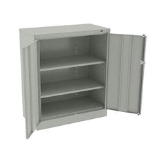 Tennsco - 3 Shelf Locking Storage Cabinet - Steel, 36" Wide x 18" Deep x 42" High, Light Gray - USA Tool & Supply
