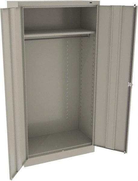 Tennsco - 2 Shelf Wardrobe Storage Cabinet - Steel, 36" Wide x 18" Deep x 72" High, Light Gray - USA Tool & Supply