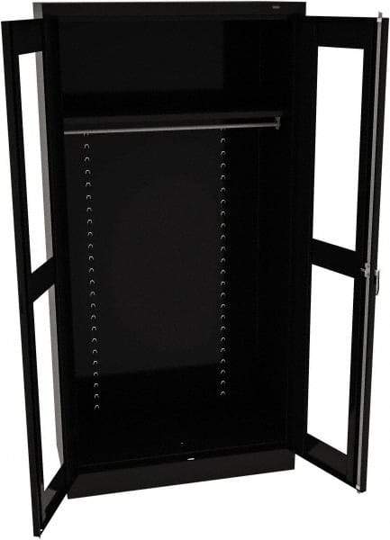 Tennsco - 2 Shelf Wardrobe Storage Cabinet - Steel, 36" Wide x 18" Deep x 72" High, Black - USA Tool & Supply