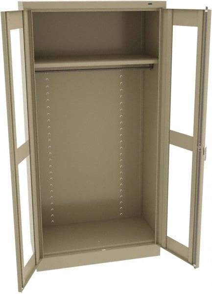 Tennsco - 2 Shelf Wardrobe Storage Cabinet - Steel, 36" Wide x 18" Deep x 72" High, Sand - USA Tool & Supply
