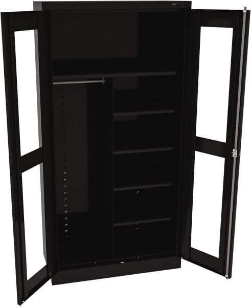 Tennsco - 6 Shelf Combination Storage Cabinet - Steel, 36" Wide x 18" Deep x 72" High, Black - USA Tool & Supply