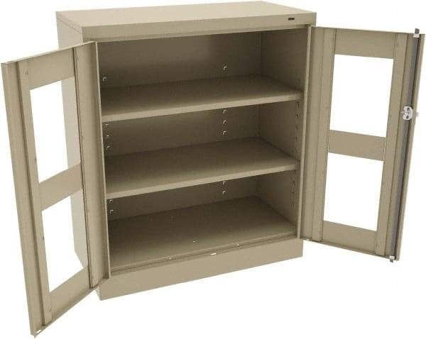 Tennsco - 3 Shelf Visible Storage Cabinet - Steel, 36" Wide x 18" Deep x 42" High, Sand - USA Tool & Supply