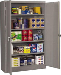 Tennsco - 5 Shelf Locking Storage Cabinet - Steel, 48" Wide x 18" Deep x 78" High, Medium Gray - USA Tool & Supply