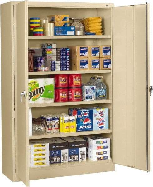 Tennsco - 5 Shelf Locking Storage Cabinet - Steel, 48" Wide x 24" Deep x 78" High, Champagne/Putty - USA Tool & Supply