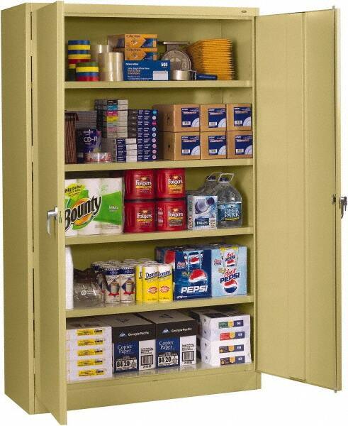 Tennsco - 5 Shelf Locking Storage Cabinet - Steel, 48" Wide x 18" Deep x 78" High, Medium Gray - USA Tool & Supply