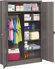 Tennsco - 6 Shelf Combination Storage Cabinet - Steel, 48" Wide x 18" Deep x 78" High, Medium Gray - USA Tool & Supply