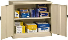 Tennsco - 2 Shelf Locking Storage Cabinet - Steel, 48" Wide x 24" Deep x 42" High, Champagne/Putty - USA Tool & Supply