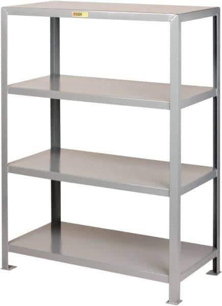Little Giant - 4 Shelf Starter Heavy-Duty Open Steel Shelving - 2,000 Lb Capacity, 32" Wide x 72" High x 18" Deep, Gray - USA Tool & Supply