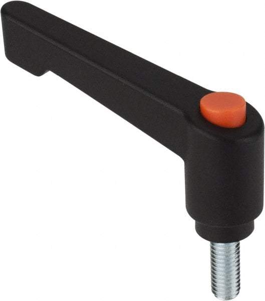 Morton Machine Works - 3/8-16, 0.79" Hub Diam, Glass Fiber Reinforced Plastic Stud Type Adjustable Clamping Handle - 1.97" Stud Length, 3.15" OAL, 4.45" High - USA Tool & Supply