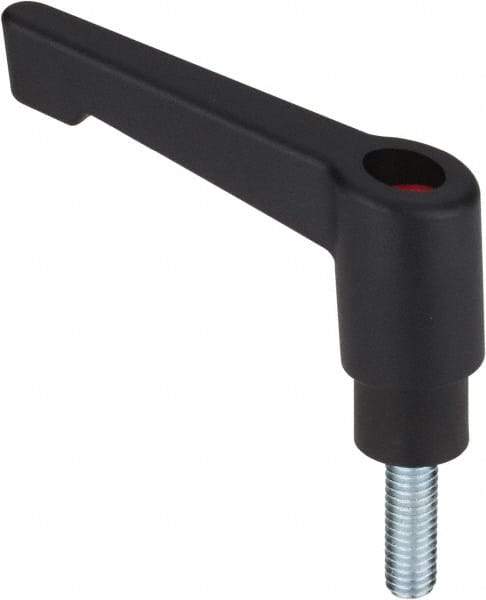 Morton Machine Works - M10, 20mm Hub Diam, Glass Fiber Reinforced Plastic Threaded Stud Adjustable Clamping Handle - 30mm Stud Length, 80mm OAL, 93mm High - USA Tool & Supply