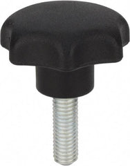 Morton Machine Works - 1.97" Head Diam, 7 Point Scalloped Knob - 3/8-16 Stem, Thermoplastic, Black - USA Tool & Supply