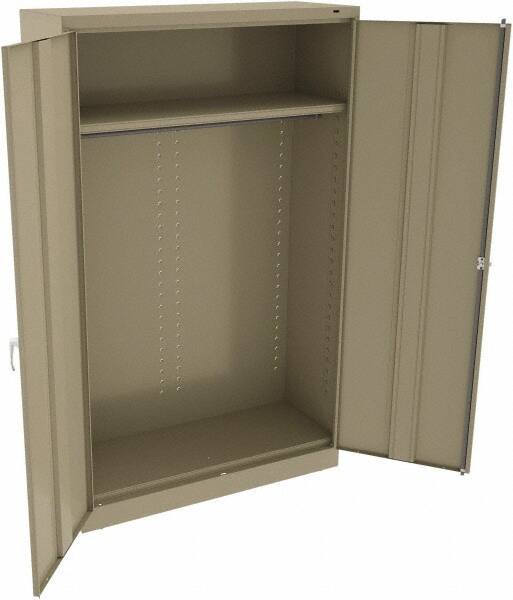 Tennsco - 2 Shelf Wardrobe Storage Cabinet - Steel, 48" Wide x 18" Deep x 78" High, Sand - USA Tool & Supply