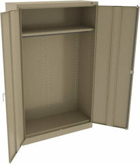 Tennsco - 2 Shelf Wardrobe Storage Cabinet - Steel, 48" Wide x 18" Deep x 78" High, Sand - USA Tool & Supply