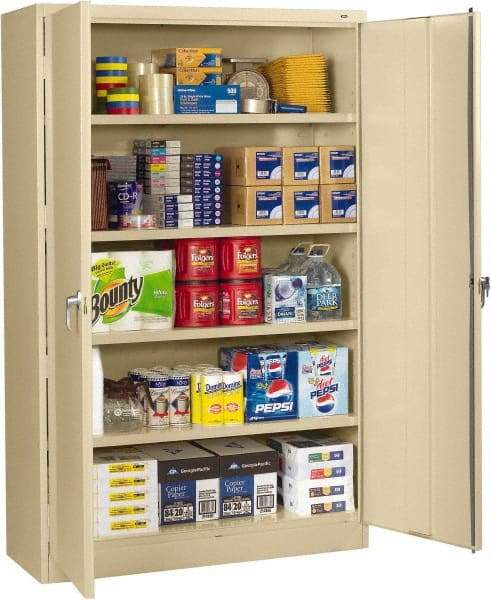 Tennsco - 5 Shelf Locking Storage Cabinet - Steel, 48" Wide x 24" Deep x 78" High, Sand - USA Tool & Supply