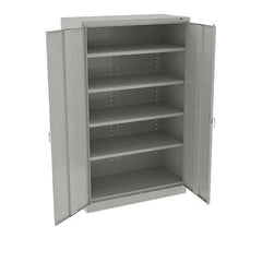 Tennsco - 6 Shelf Wardrobe Storage Cabinet - Steel, 48" Wide x 24" Deep x 78" High, Light Gray - USA Tool & Supply