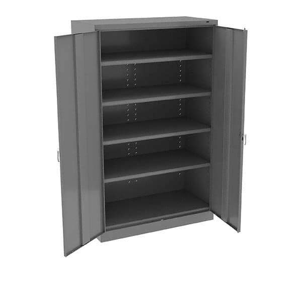 Tennsco - 5 Shelf Locking Storage Cabinet - Steel, 48" Wide x 24" Deep x 78" High, Medium Gray - USA Tool & Supply