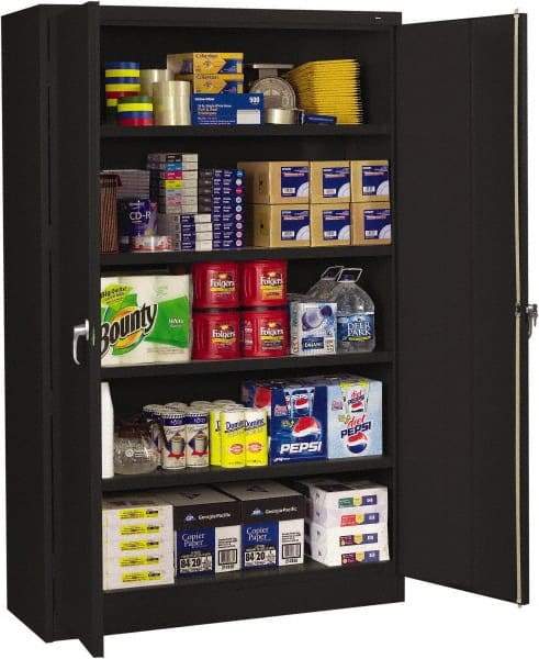 Tennsco - 5 Shelf Locking Storage Cabinet - Steel, 48" Wide x 18" Deep x 78" High, Black - USA Tool & Supply